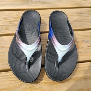 Oofos Oolala Luxe Women's Black Calypso Flip-Flop Thong Sandal Size 10